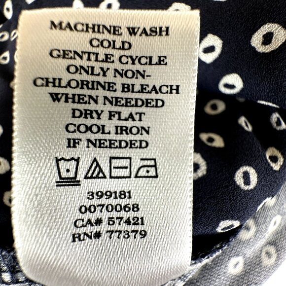 Ann Taylor Women's Blouse XS Sleeveless Navy Blue White Polka Dot Classic Preppy - Picture 6 of 8